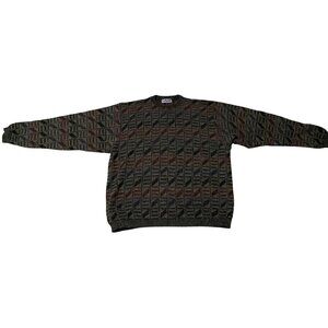 Vintage 90s Lavane New York Texture Sweater Men Cosby Style Size 2XT Green Brown